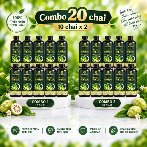 Combo GREENMED - Nước ép trái nhàu lên men Noni Biozen (20 chai 500ml)
