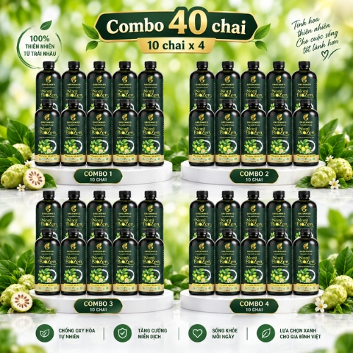 Combo GREENMED - Nước ép trái nhàu lên men Noni Biozen (40 chai 500ml)