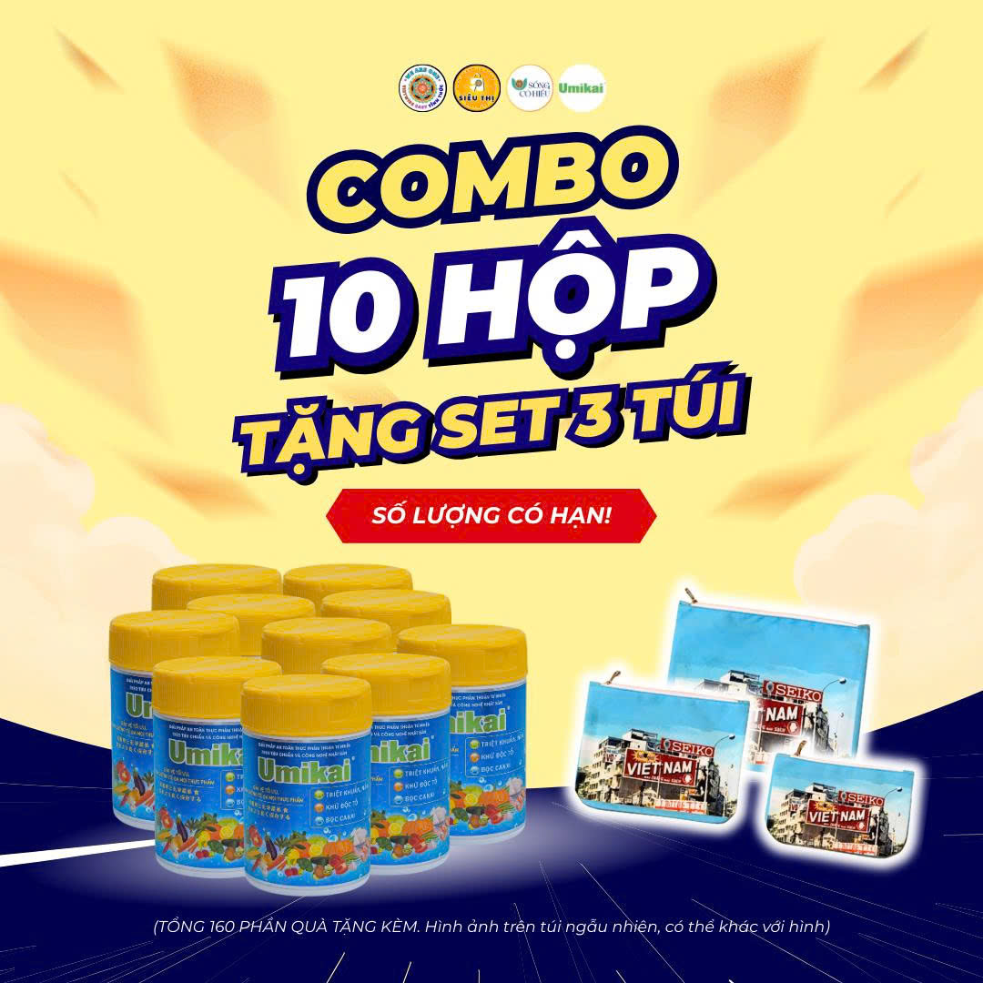 UMIKAI - Bột ngâm rửa rau củ quả thịt cá UMIKAI (10 hũ 100g, tặng 3 túi)