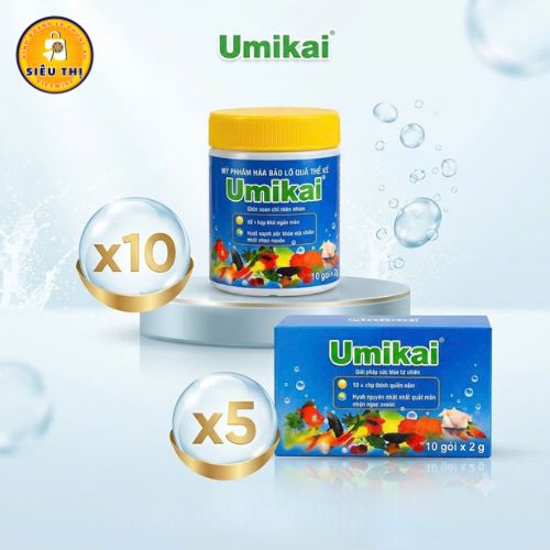 UMIKAI - Combo 10 hộp bột ngâm rửa rau củ quả thịt cá (100g) tặng 5 hộp 20g